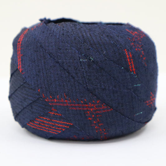 Indigo and red kasuri pattern tsumugi (Y02403024)