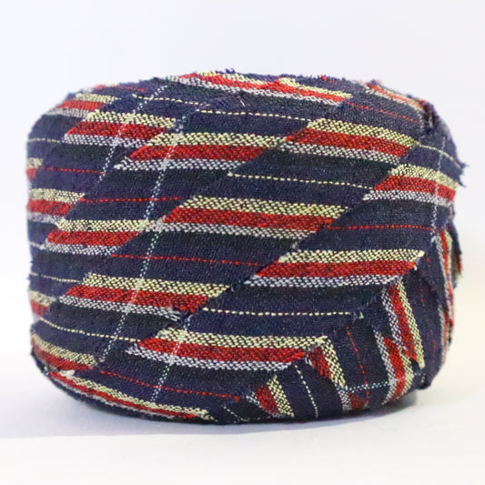 Navy blue with red and yellow striped pattern/mixed weave (Y02311035)