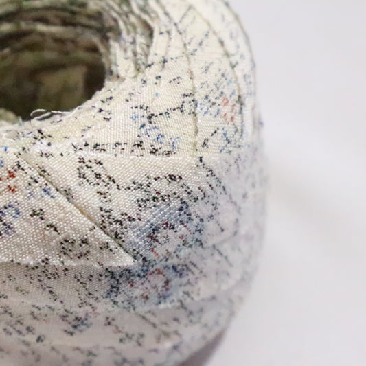 Light blue and black geometric pattern on unbleached pongee (Y02310022)