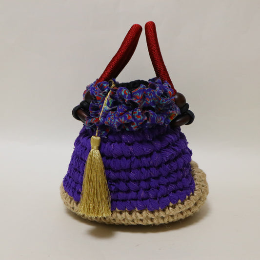 紫のkimonoyarn×麻紐のバッグ | MSE