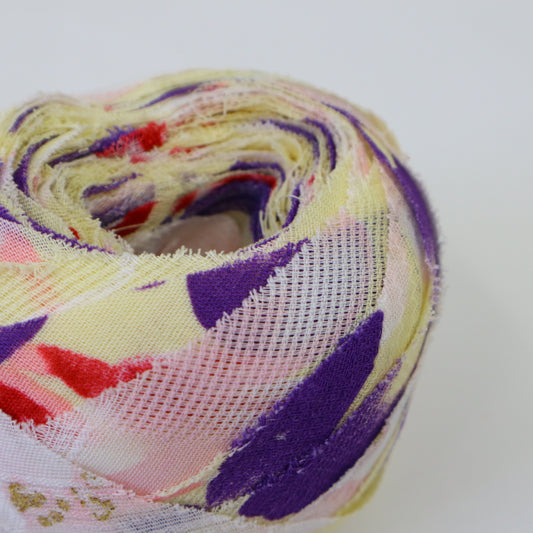 Egg-green yukata with purple, white, and red floral pattern (Y02103027)