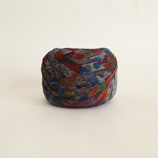 灰色に抽象絣柄・紬(Y02512005)