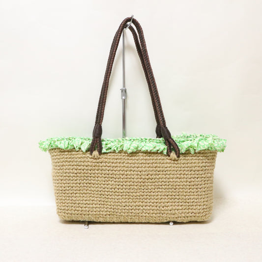黄緑青海波フリル×ジュートbag横長 | MSE