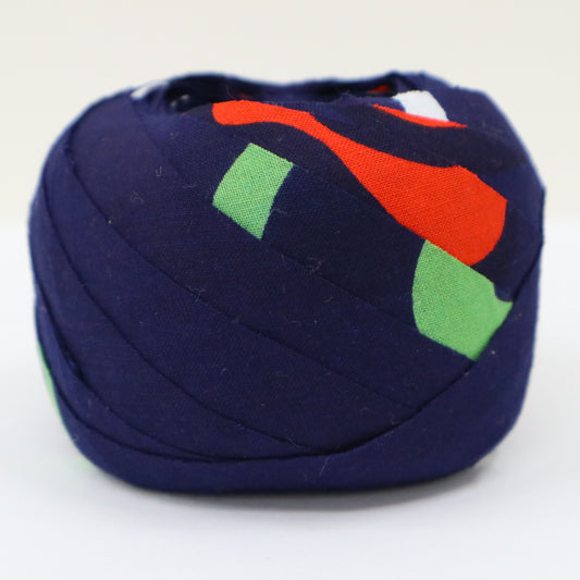 Dark blue yukata with orange, green, and white patterns (Y02401019)