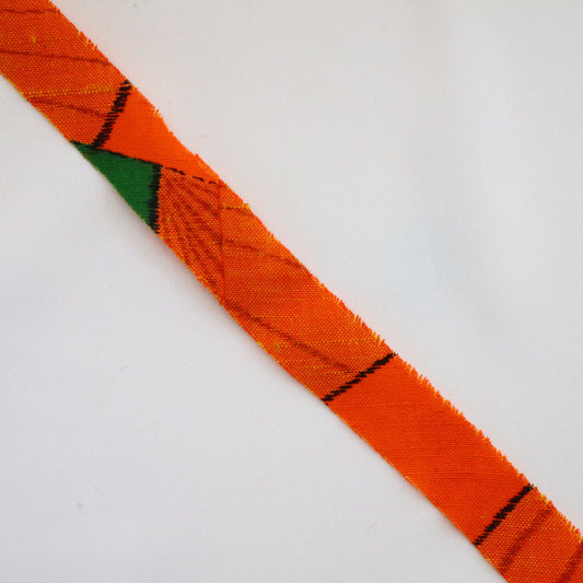 Orange with large green geometric pattern, wool (Y02105024)