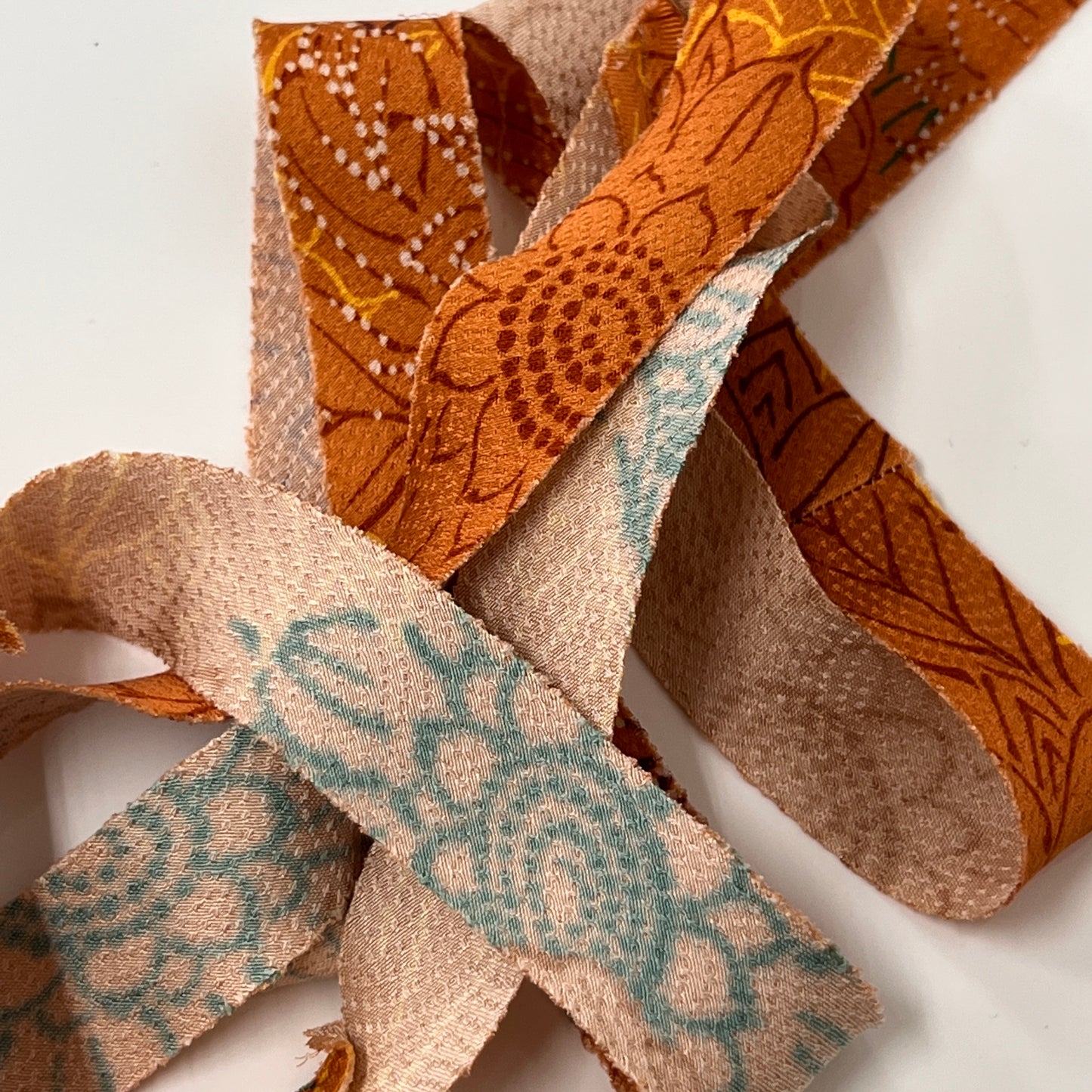 Calm orange with brown yellow green purple sunflower pattern, crepe (Y02008089)