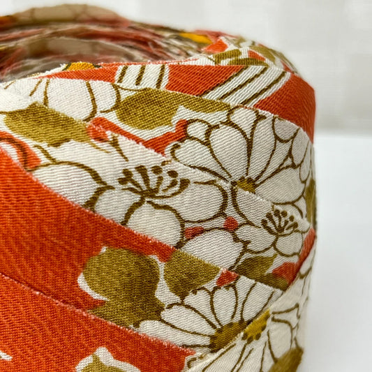 Flower patterns such as chrysanthemums and cherry blossoms and fine patterns in orange (Y02009059)