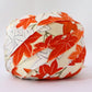 Egg-colored, orange and white autumn leaves pattern/synthetic fiber (Y02309026)
