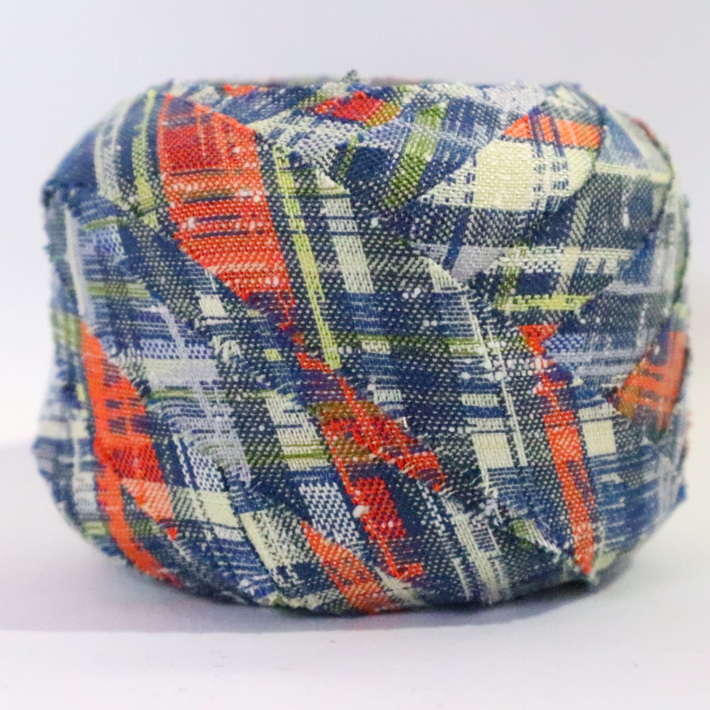 Blue with orange, black, yellow, and white plaid pattern/wool (Y02311032)