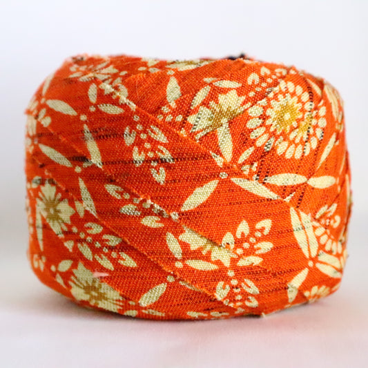 Orange tortoiseshell floral pattern/wool (Y02311022)