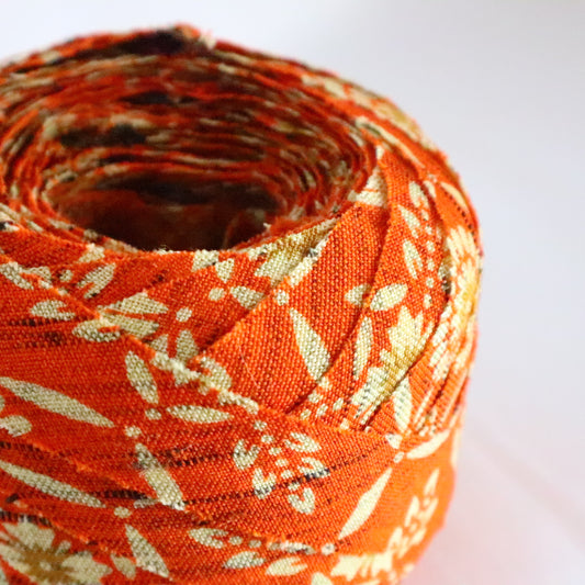 Orange tortoiseshell floral pattern/wool (Y02311022)