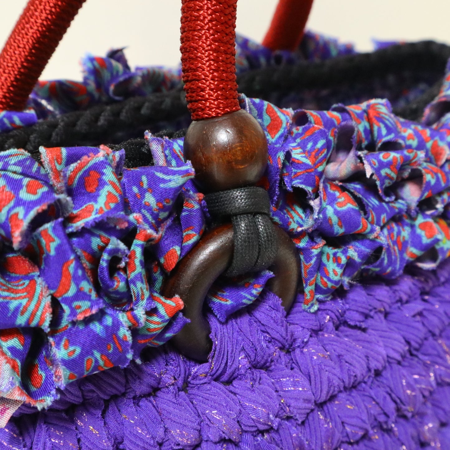 紫のkimonoyarn×麻紐のバッグ　|　MSE