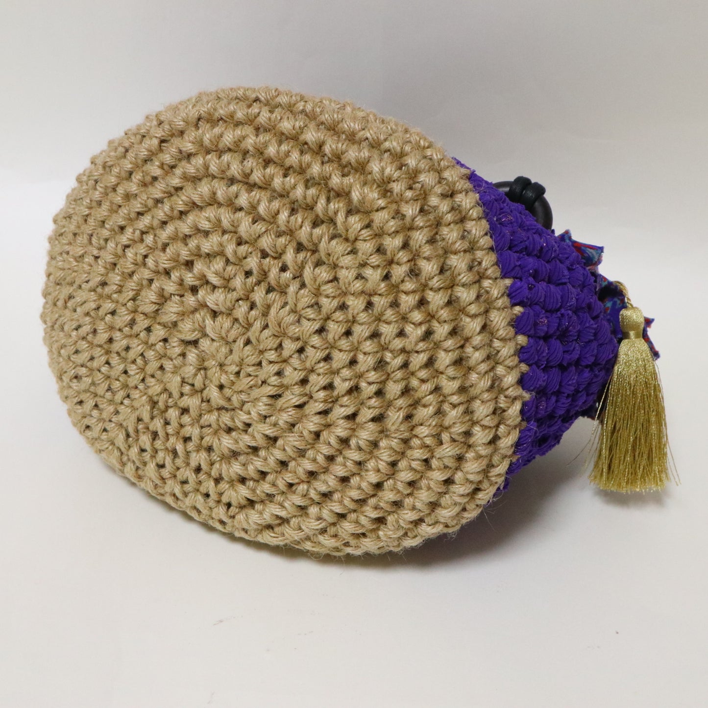 紫のkimonoyarn×麻紐のバッグ　|　MSE