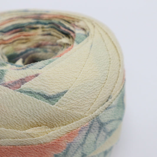 Natural light blue, pink, and yellow floral crepe (Y02003049)