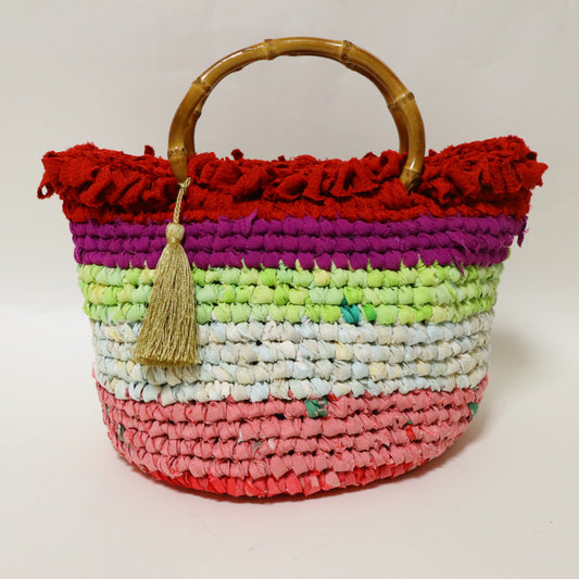 kimonoyarnのボーダー赤フリルbag　|　MSE