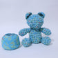 [Recommended yarn for bears] 30m ball / Light blue with pink and yellow-green floral pattern, wool