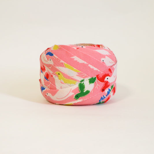 Pink children's kimono with colorful bird pattern (Y02507002)