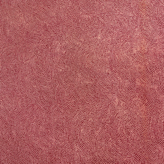 [Hagari] Red rust-colored grid and lawn grass / crepe on a white background (HH02142008)