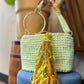 [Finished product] Lime green bag with kimonoyarn tassel