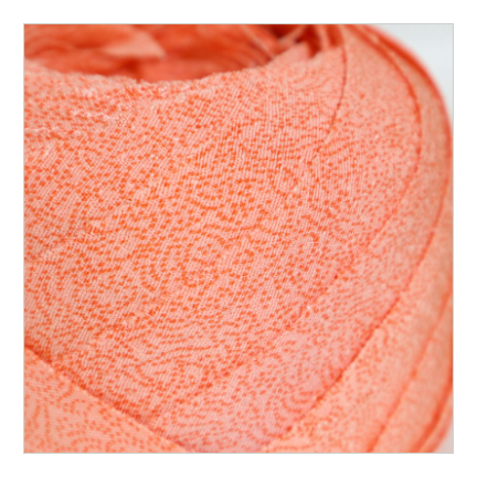 Coral-colored crane and tortoise pattern Edo Komon crepe (Y02003080)