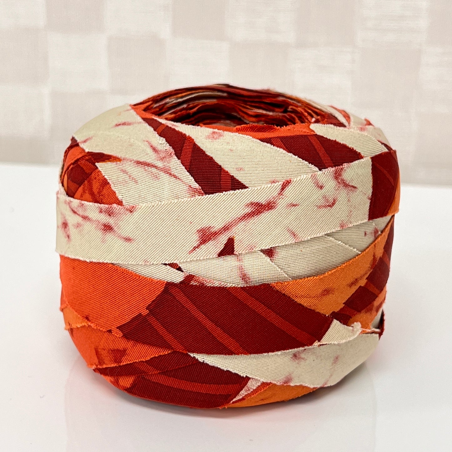 Orange, white and red abstract pattern mixed weave (Y00000716)