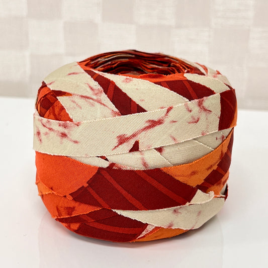 Orange, white and red abstract pattern mixed weave (Y00000716)