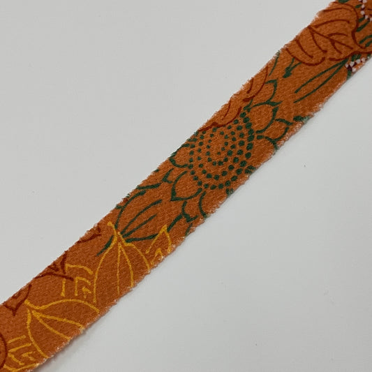 Calm orange with brown yellow green purple sunflower pattern, crepe (Y02008089)