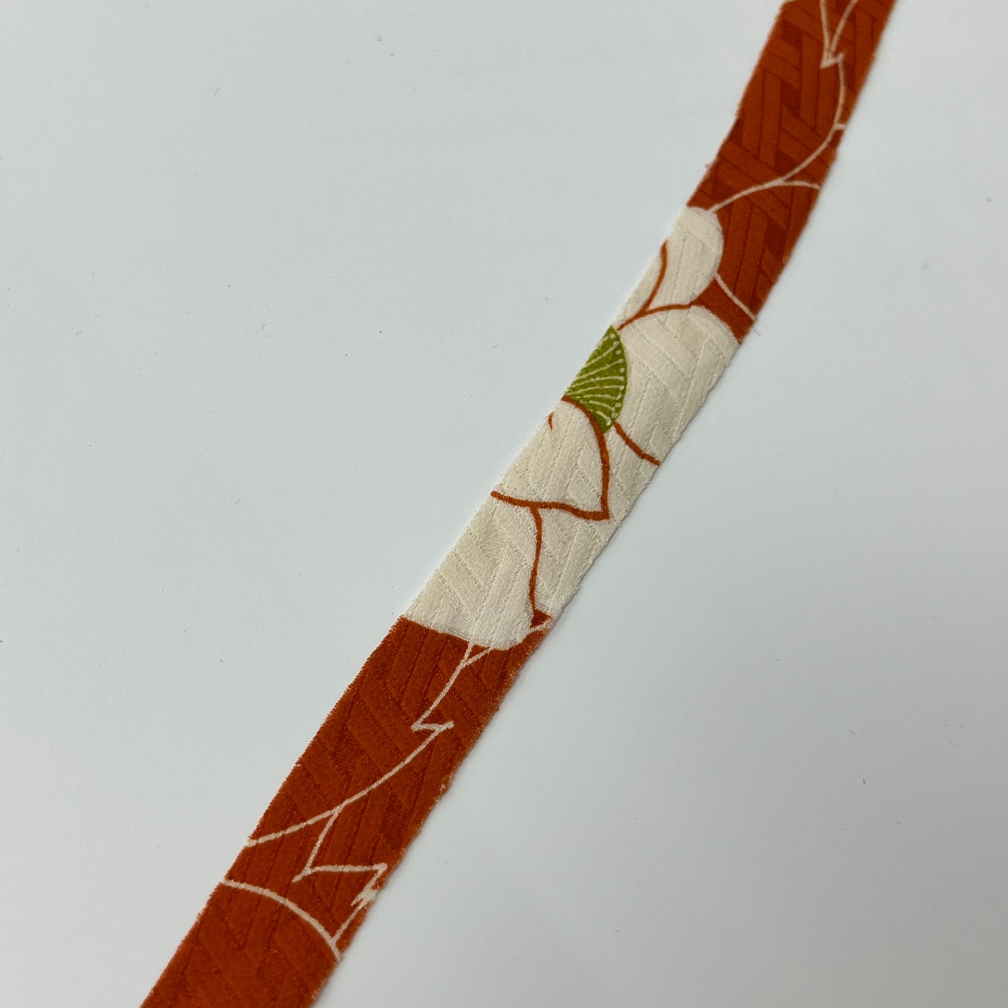 Orange with white peonies and leaves, gray floral pattern, crepe (Y02202025)