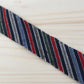 Navy blue, red, green, blue, brown striped pattern, wool (Y00000618)