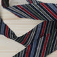 Navy blue, red, green, blue, brown striped pattern, wool (Y00000618)