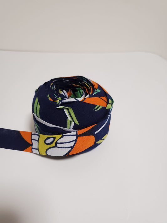 (Yukata) Navy with orange, yellow, white, and green patterns (YY00005060)