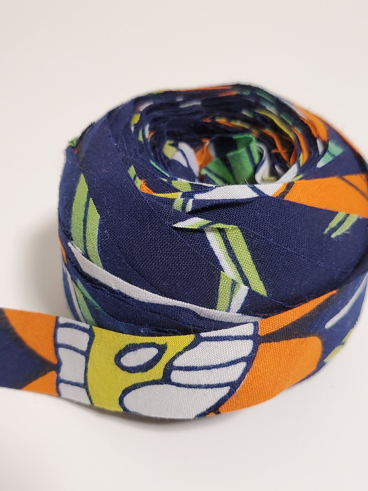 (Yukata) Navy with orange, yellow, white, and green patterns (YY00005060)