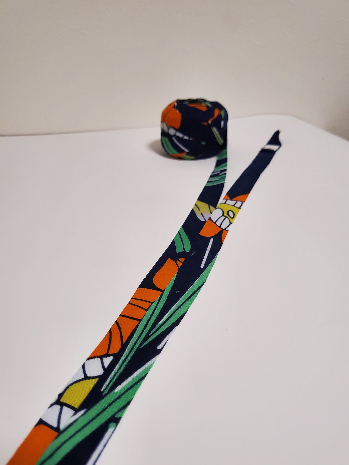 (Yukata) Navy with orange, yellow, white, and green patterns (YY00005060)