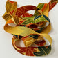 Orange with green/yellow/blue/brown maple pattern/crepe (Y00010013)