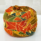 Orange with green/yellow/blue/brown maple pattern/crepe (Y00010013)